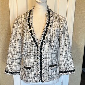 Chic Black and White Tweed Blazer